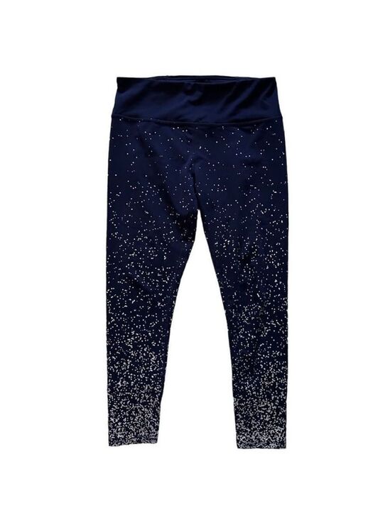 Kimberly Pants - Kimberly Ombre Space Metallic High Rise Navy & Silver Polka Dot Leggings Large